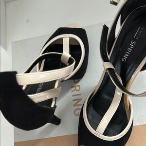 Call It Spring Black and Cream Elegant Heels